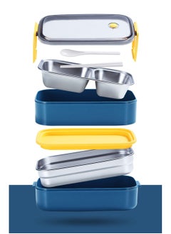 Lunch Box, Leakproof Double-Layer Lunch Container Stainless Steel Bento Box for Kids and Adults, Easy Clean and Airtight Design, Blue - pzsku/Z90D1D32757FA8C58979BZ/45/_/1648884281/d665c10d-a577-4ff9-8319-975a3403ce4b