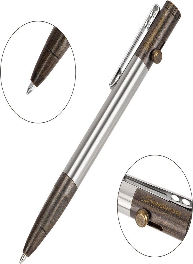 SMOOTHERPRO Bolt Action Pen, Stainless Steel Ballpoint Pen, Compatible with Parker Refills, Weighted Heavy Pen for Tremor Parkinson Arthritic Hand, Retro Black(SP01BK) - Image 4