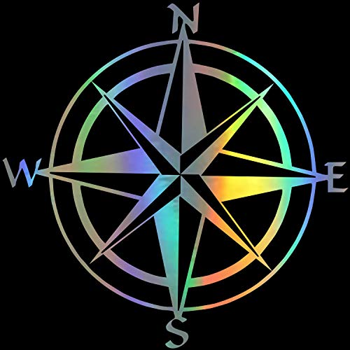 HungMieh Compass Decals, Die-Cut Reflective Car Sticker Off Road with 4 Colors and 2 Sizes Option for Car Window Truck SUV, Holographic Silver, 5.9" - Image 3