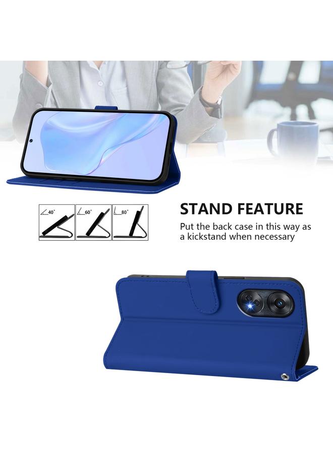 اس-توب جراب لهاتف OPPO Reno8 T 4G مصنوع من الجلد بلون سادة مع حبل تعليق - Image 3