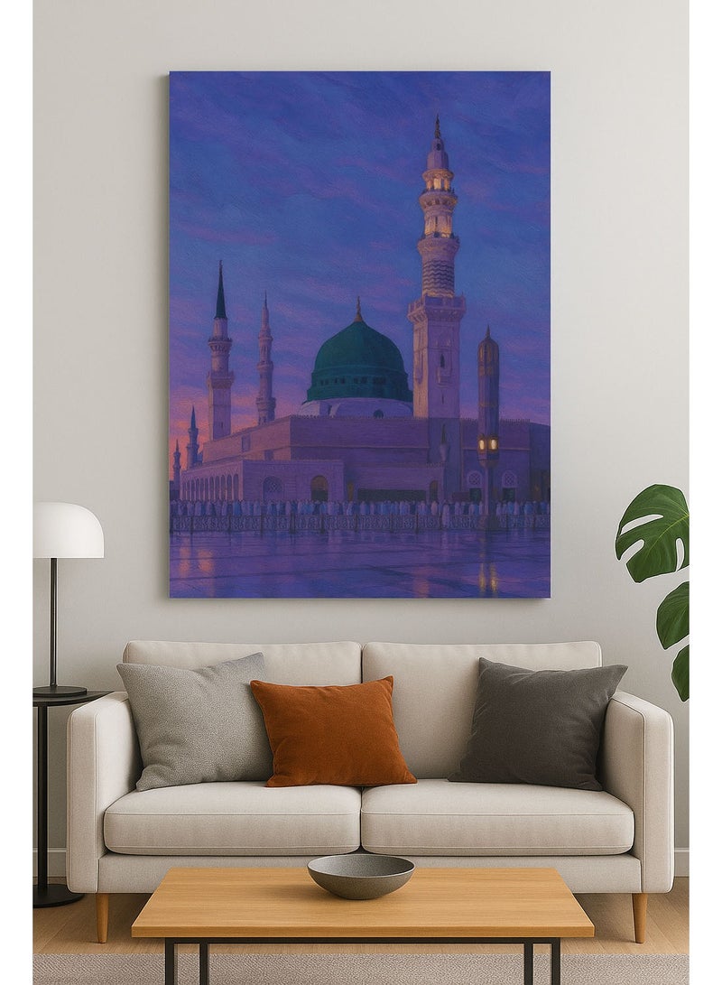 تذكار لوحة جدارية مطبوعة كانفاس للمسجد النبوي عند الغروب من تذكار - Image 1