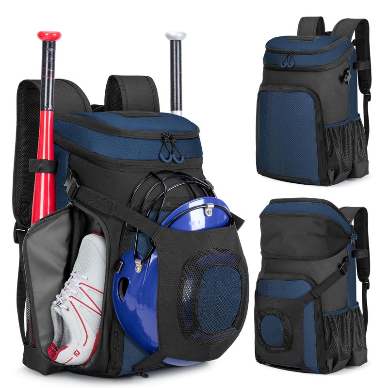 Smasrob Baseball Bag for Adult and Youth Baseball Backpack Softball Bag with Helmet Holder Shoe Compartment and Fence Hook Blue - Image 2