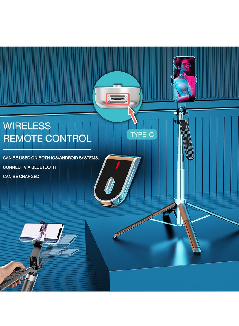 Selfie Stick Tripod, Anti-Shake Telescopic Pole, Bluetooth Remote Control, with One Light for IPhone/Android, P180 - Image 5