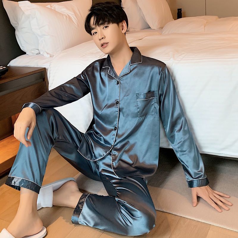 Packed Long-Sleeved Trousers Summer Thin Plus Size Fat Code Ice Silk Couple Pajamas High-End Home Clothes - Image 4