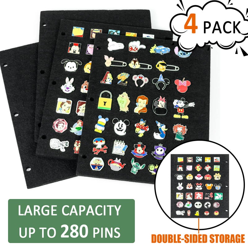 tutata Enamel Pin Display Binder, Pin Boards for Enamel Pin Display, Display and Trade Your Pins, 280 Pin Capacity, Pin Trading Book, Black - Image 2