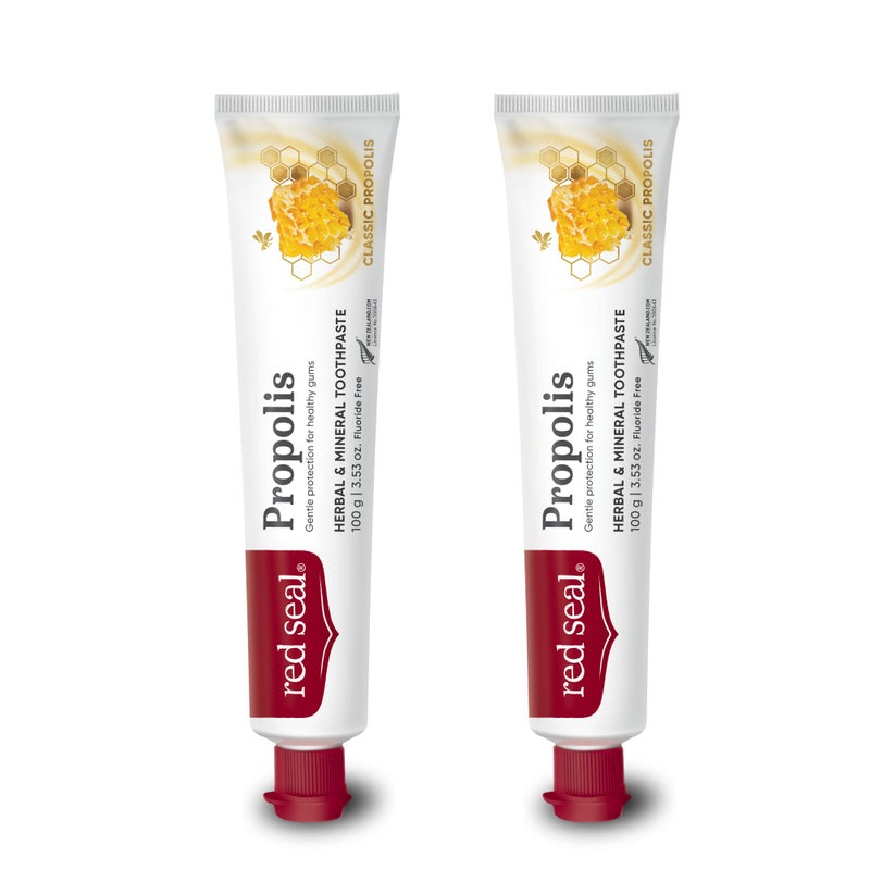 Red Seal Propolis Herbal Mineral Natural Toothpaste Fluoride Free Organic NATRUE Certified Natural Supports Natural Gum Health and Oral Hygiene Prevents Plaque Vegan CrueltyFree 2