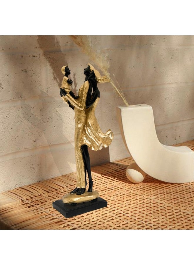 Xtore Lavish Golden Black Resin Couple Statue with Child for Home Decor (Pack of 1, Black & Golden) - Image 1