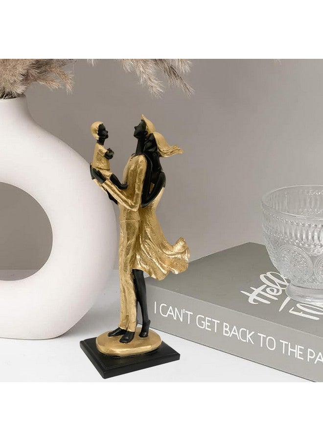 Xtore Lavish Golden Black Resin Couple Statue with Child for Home Decor (Pack of 1, Black & Golden) - Image 5