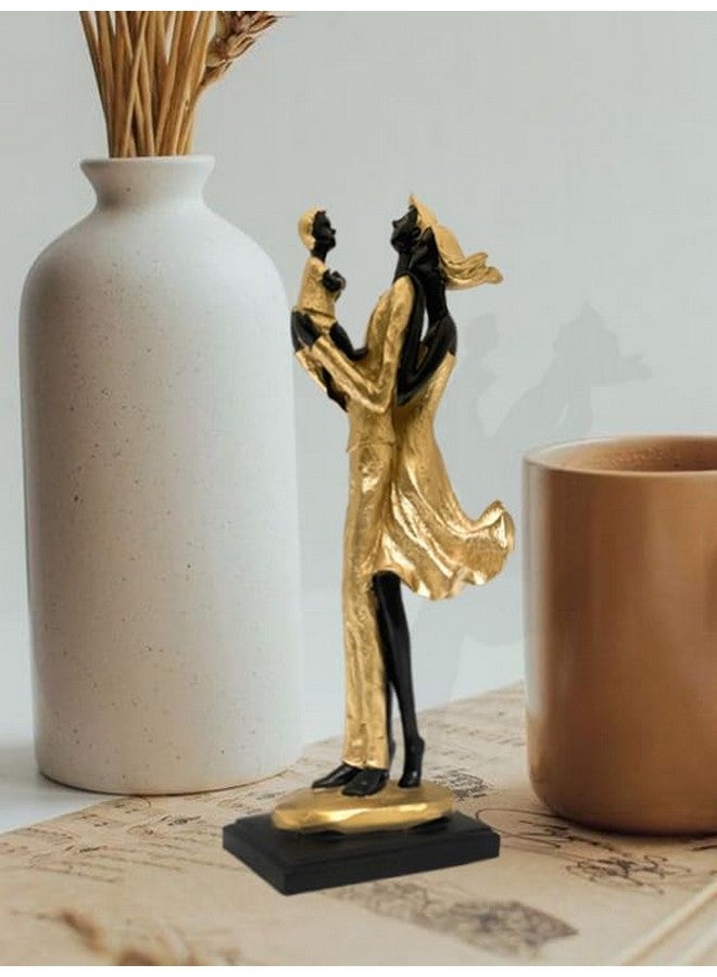 Xtore Lavish Golden Black Resin Couple Statue with Child for Home Decor (Pack of 1, Black & Golden) - Image 2