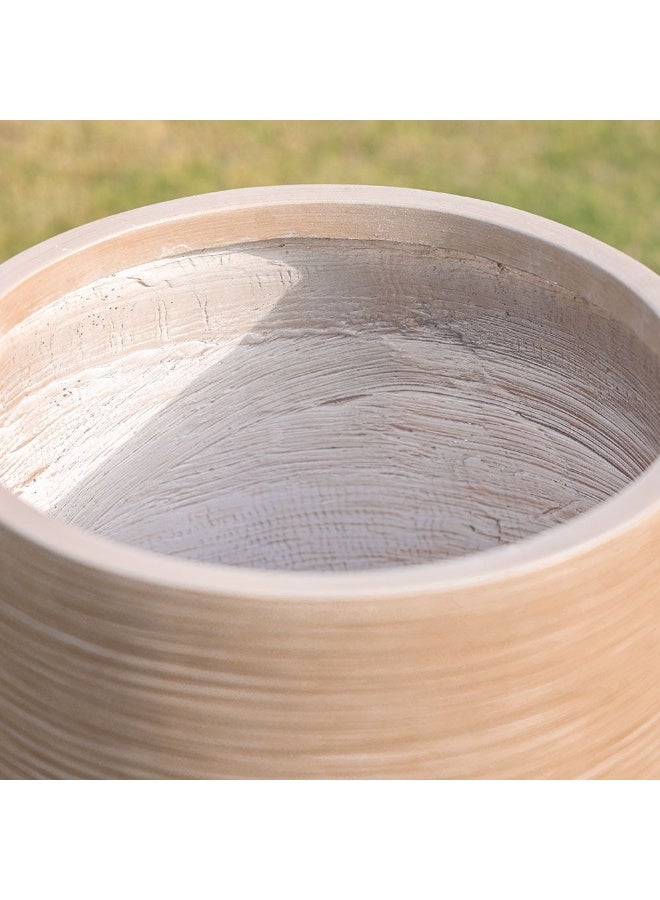DANUBE HOME Fiber Clay Pots With Rattan Design Outdoor Plants Pot Garden Decor Decorative Planters For Home Garden L 48 x W 48 x H 75 cm - Beige - Image 4