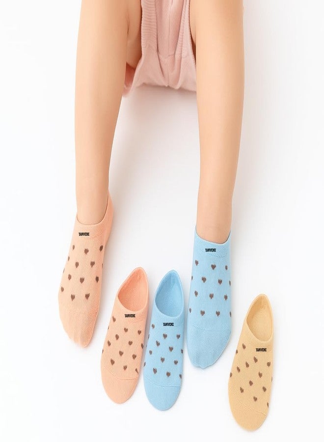 Yanwenx Unisex Kids Loafer Socks - Anti-Slip No-Show Ankle Socks for Boys & Girls | Lightweight Summer Wear 0-6 Months| Pack of 4,Print_A - Image 2