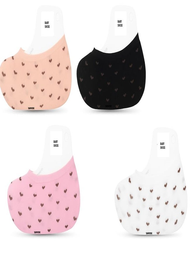 Yanwenx Unisex Kids Loafer Socks - Anti-Slip No-Show Ankle Socks for Boys & Girls | Lightweight Summer Wear 0-6 Months| Pack of 4,Print_A - Image 1