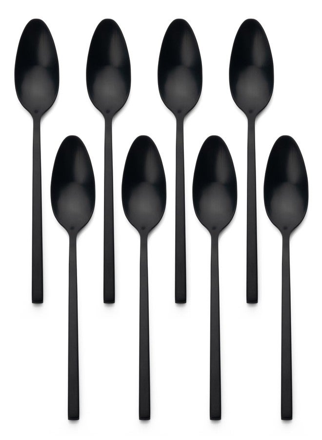 Alata Cube Black 8-Piece Forged Teaspoons Stainless Steel, Matte Satin Polished Cutlery Set, Dishwasher Safe - Image 1