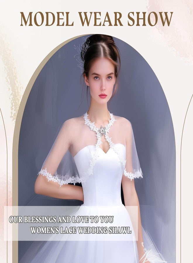 RainFlowwer White Lace Shawl Wraps For Women Formal, Bolero Shrugs Shoulder Cover For Evening Dresses Formal, Wedding Bridal Cape Lace Cover Up Chiffon Scarf - Image 5