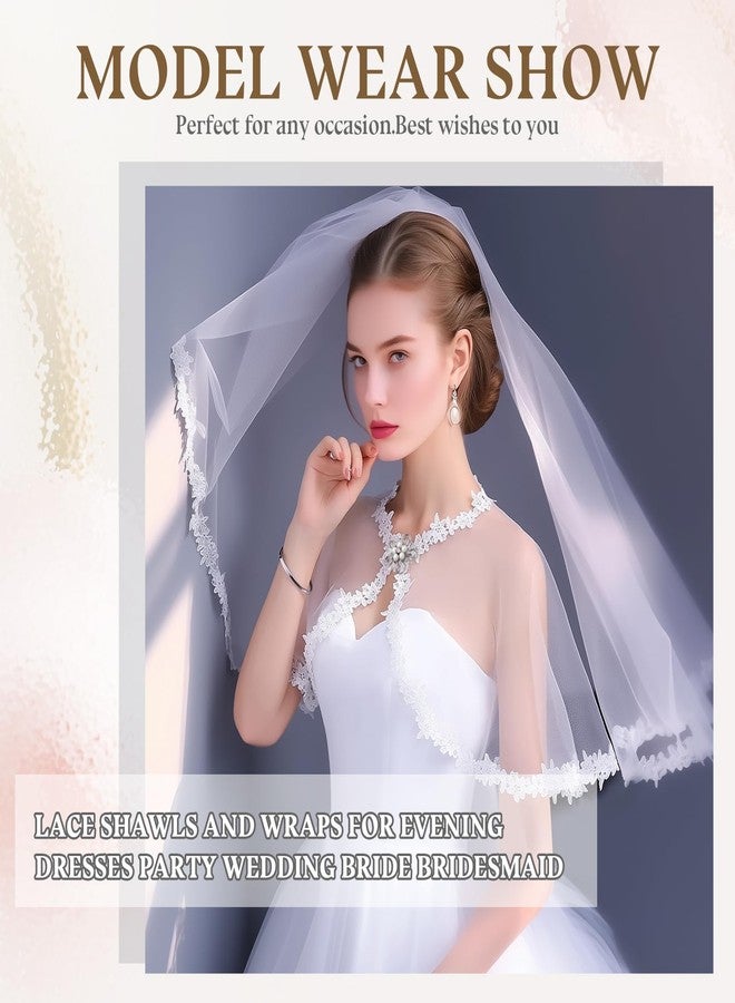 RainFlowwer White Lace Shawl Wraps For Women Formal, Bolero Shrugs Shoulder Cover For Evening Dresses Formal, Wedding Bridal Cape Lace Cover Up Chiffon Scarf - Image 4