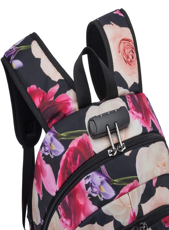 Tzowla Business Laptop Backpack Water Resistant Anti-Theft College Backpack with USB Charging Port and Lock 15.6 Inch Computer Backpacks for Women Men, Casual Hiking Travel Daypack (A-Flower) - Image 4