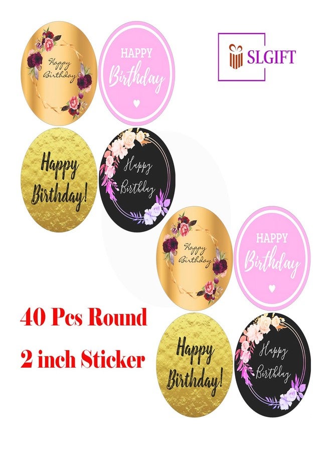 SLGIFT Vinyl Happy Birthday Theme Sticker, Self-Adhesive Vinyl Stickers, 40 Pieces, 2 x 2 Inches Round Sticker, 4 Unique Designs, R189 - Image 4