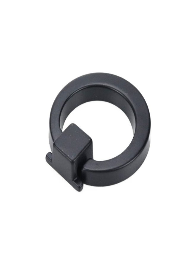 FarBoat 4 Pcs Square Base Drop Ring Pull Handles Zinc Alloy 40mm Diameter Round Drawer Pulls Dresser Pull Knobs (Matte Black) - Image 4