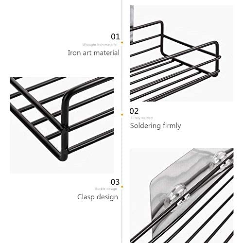 Raxon Innovation Bathroom Storage Rack Corner Bathroom Corner Shelf Organizer Storage Bathroom ShelfShelves Corner Black MetalSize 10cmX28cmX15 Pack of 2 - Image 4