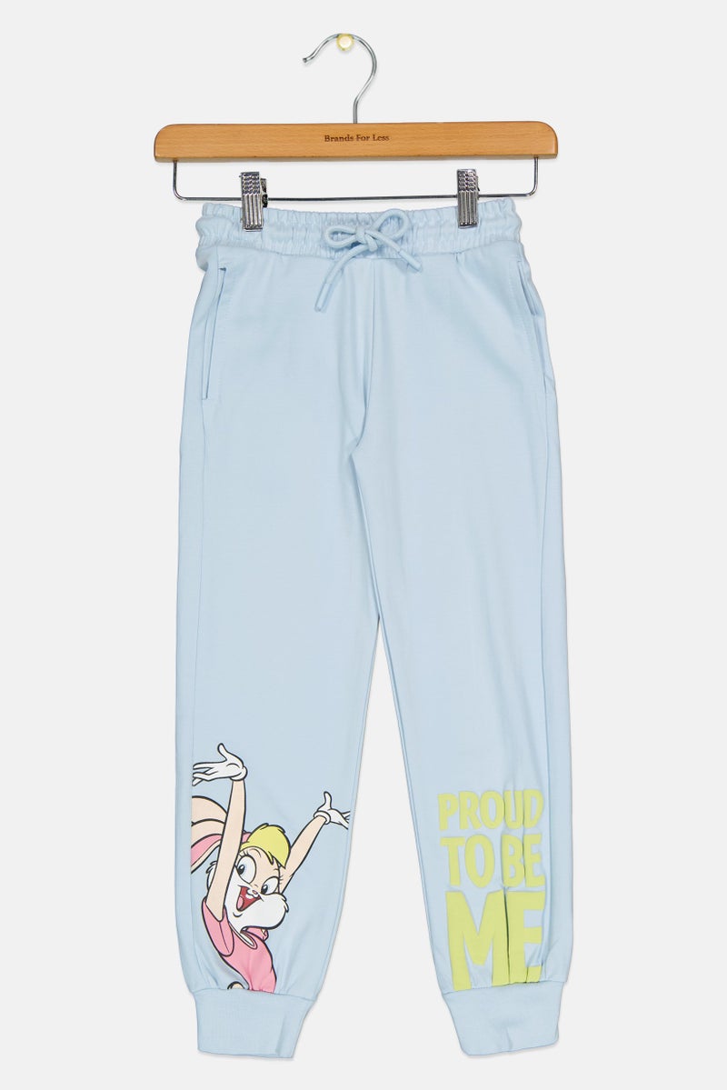 Looney Tunes Toddlers Girl Graphic Print Jogger Pants, Light Blue  - Image 1