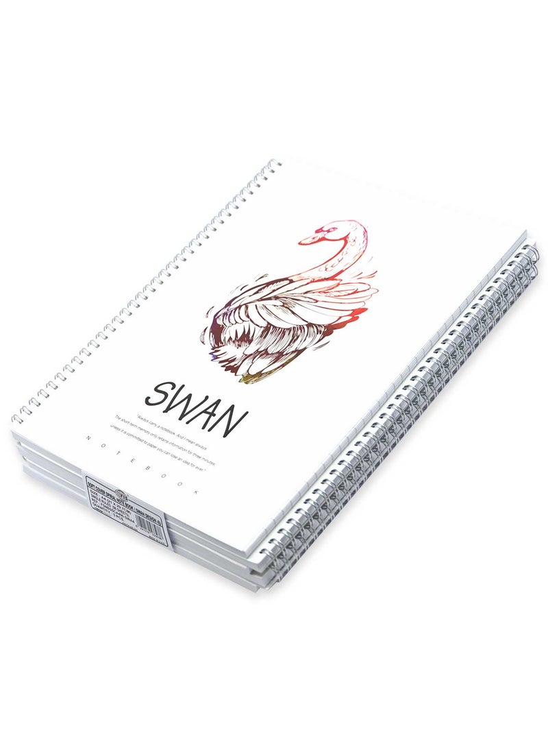 FIS Pack Of 5 Spiral Soft Cover Notebook, 96 Sheets A4 Swan Design 4 -FSNBSSCA496-SWA4 - Image 3