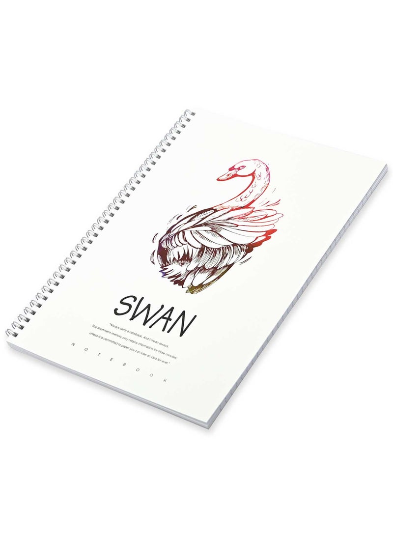 FIS Pack Of 5 Spiral Soft Cover Notebook, 96 Sheets A4 Swan Design 4 -FSNBSSCA496-SWA4 - Image 1
