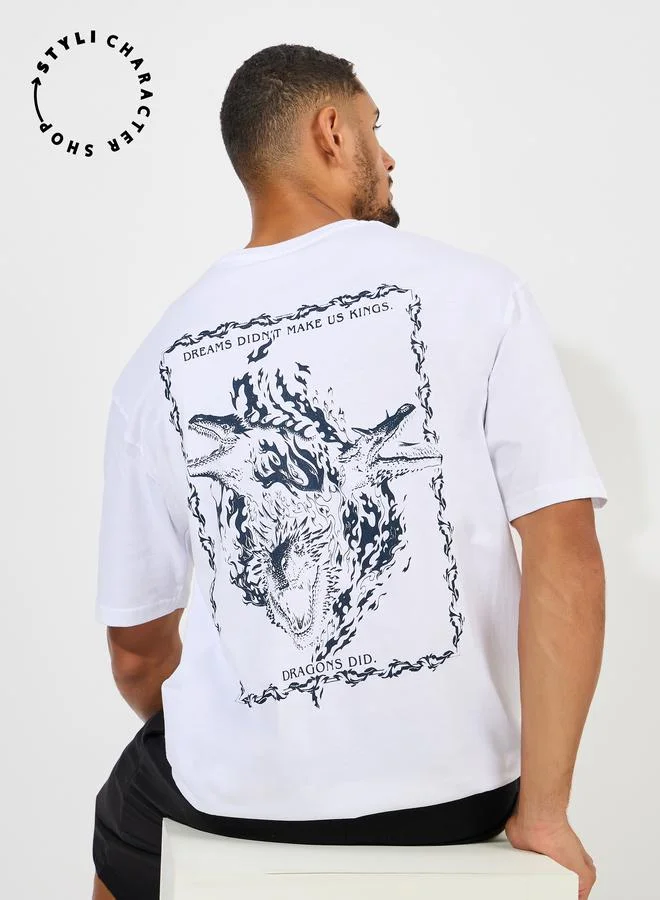 Styli House of Dragon Graphic Print Compact Jersey Oversized T-Shirt