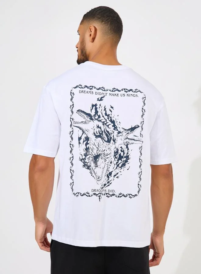 Styli House of Dragon Graphic Print Compact Jersey Oversized T-Shirt