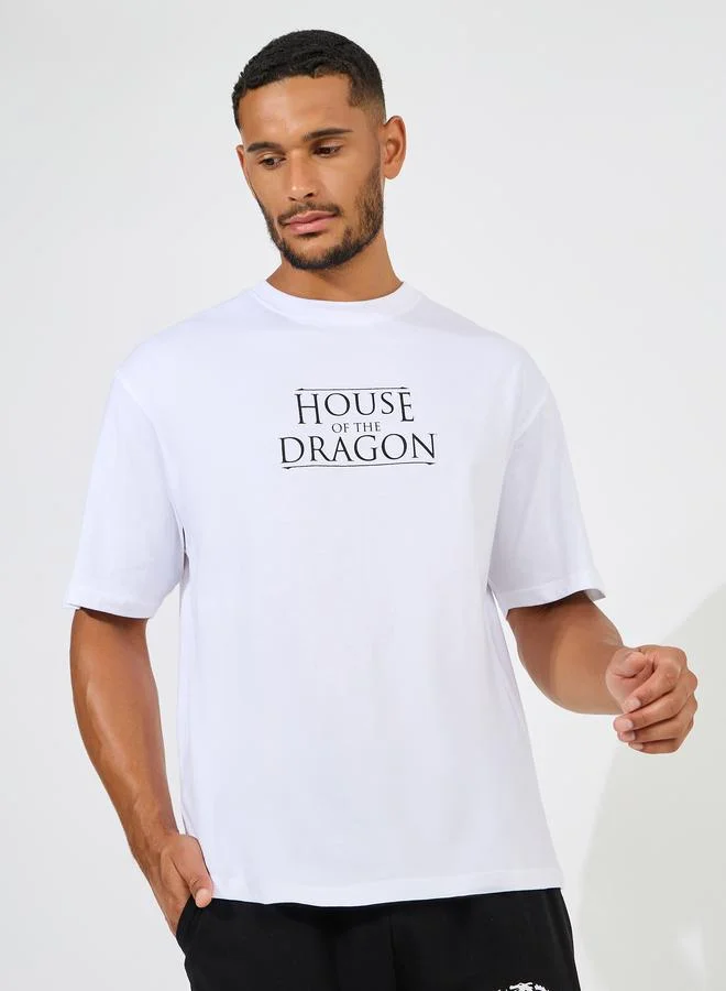 Styli House of Dragon Graphic Print Compact Jersey Oversized T-Shirt