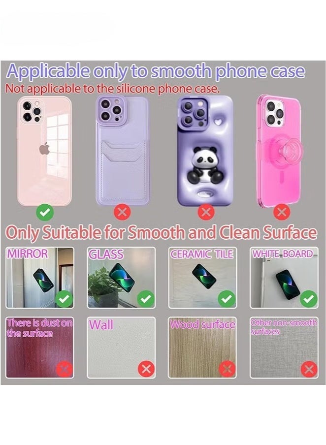 2 Pack Silicone Suction Phone Case, Double Sided Suction Cup, Anti-Slip Hands-Free Mobile Accessory Holder, Suitable for Videos and Selfies (Black, Pink)  - Image 4