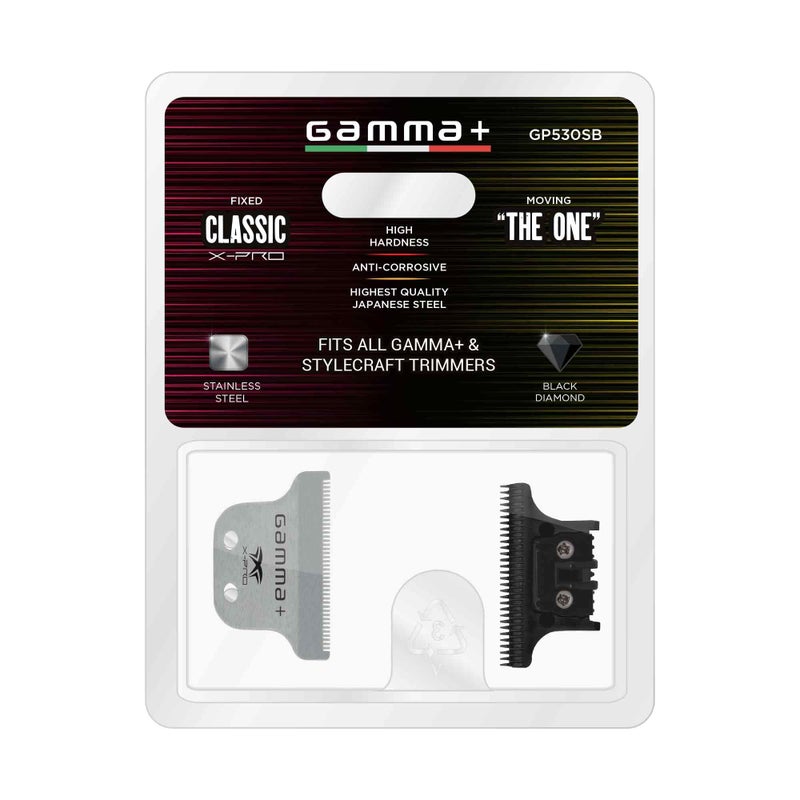GAMMA+ Replacement Fixed Classic X-Pro Blade Stainless Steel with Black Diamond Carbon DLC The One Cutting Trimmer Blade Set - Image 3