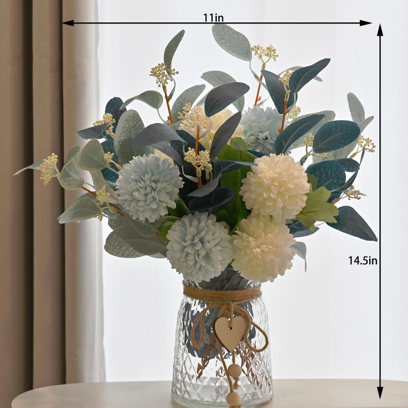 LADADA Artificial Flowers with Vase, Floral Arrangements forHydrangea Flower Dining Table Centerpiece Decor - Image 3