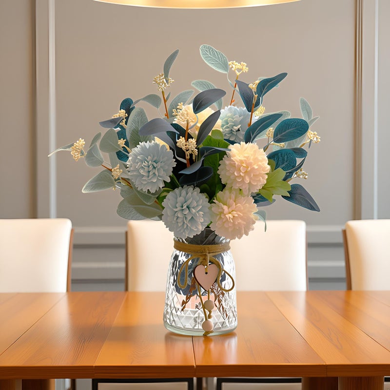 LADADA Artificial Flowers with Vase, Floral Arrangements forHydrangea Flower Dining Table Centerpiece Decor - Image 4