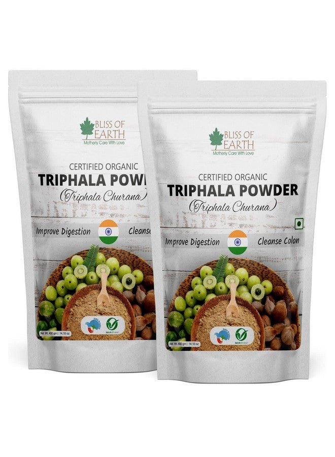 Bliss of Earth Organic Triphala Powder Churan 100% Pure Ayurvedic Herbal Blend Helps for Detox & Digestion Boost Immunity 2x 400gm - Image 1