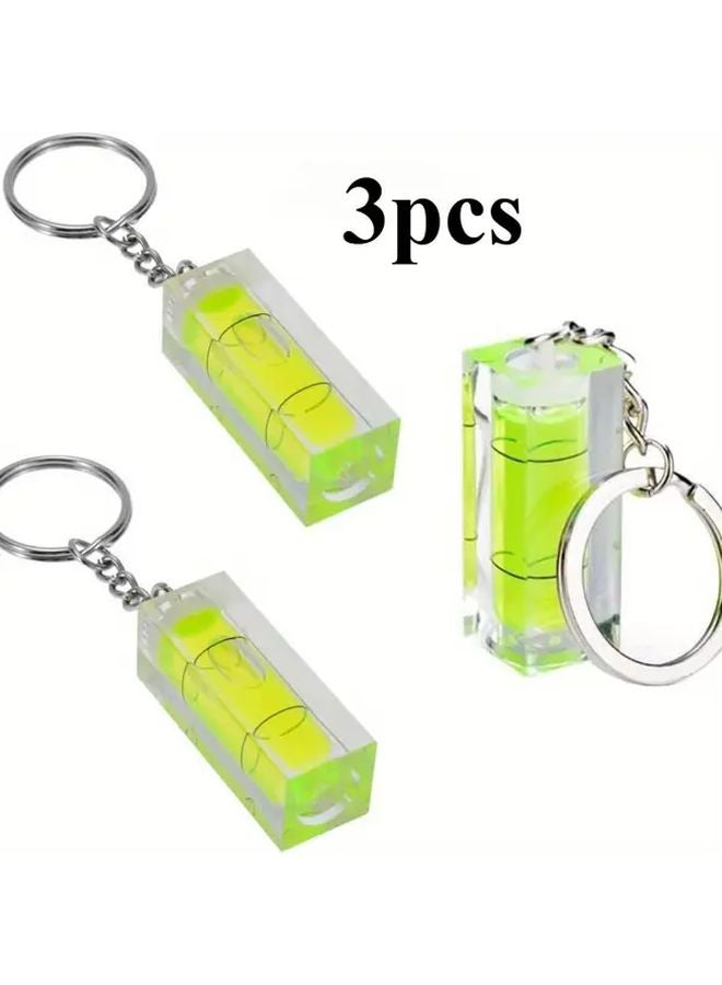 3pcs Compact Acrylic Tool Levels With Keychain Bubble Spirit Level For DIY - Image 2