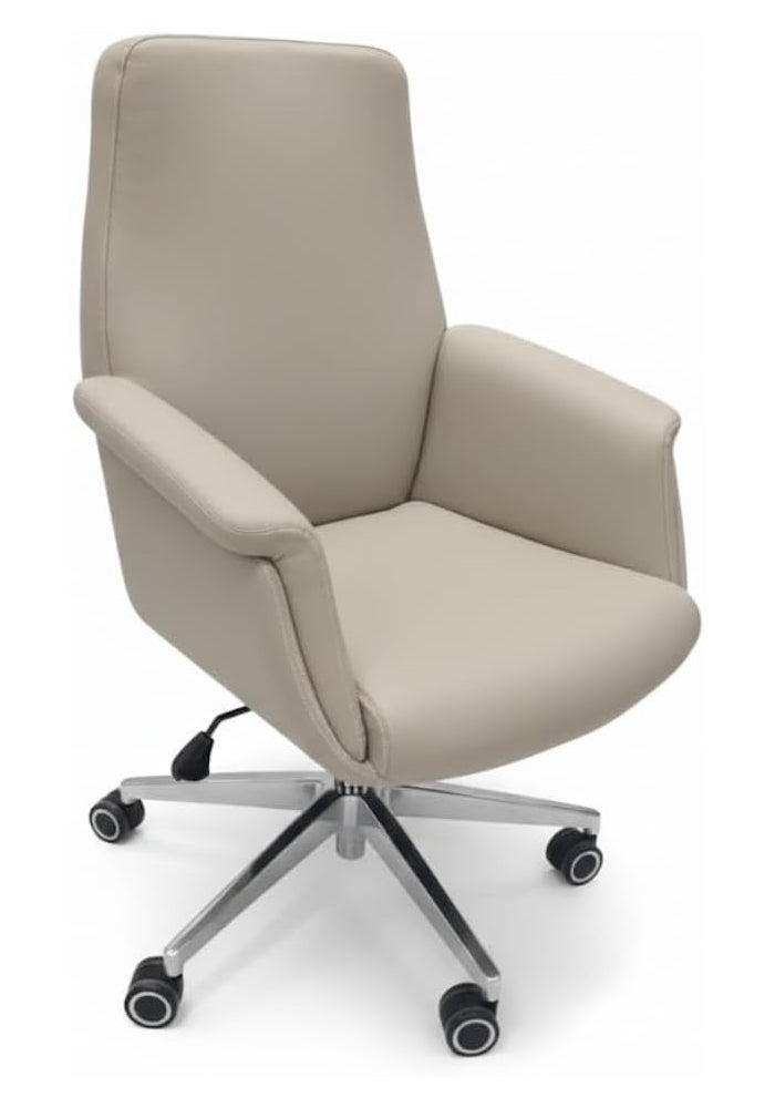 Neo Front B2350 Low Back Office Chair - Premium Beige Leather Executive Visitor Chair with Height Adjustment and 360° Swivel - Image 5