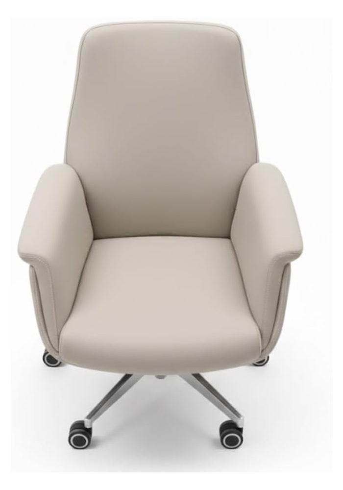 Neo Front B2350 Low Back Office Chair - Premium Beige Leather Executive Visitor Chair with Height Adjustment and 360° Swivel - Image 4