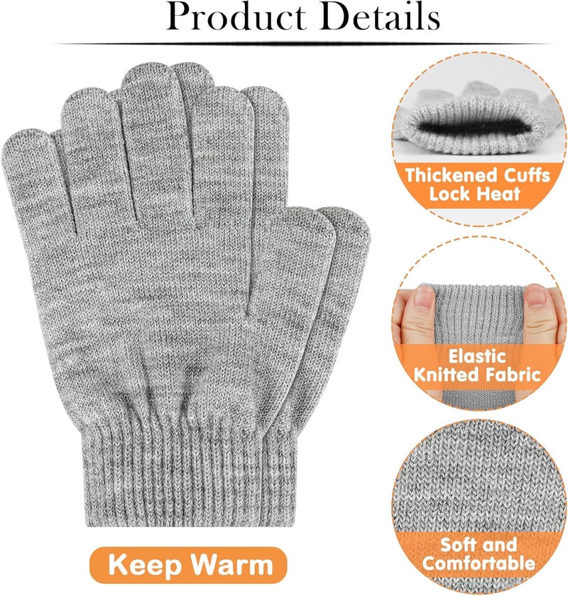 ONESING قفازات صوفية شتوية للأطفال من 3-24 زوج - قفازات بيضاء للأصابع للأولاد والبنات - Image 3