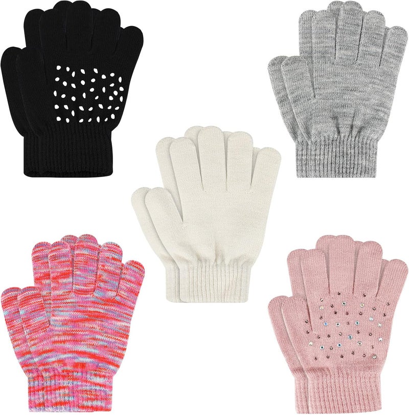 ONESING قفازات صوفية شتوية للأطفال من 3-24 زوج - قفازات بيضاء للأصابع للأولاد والبنات - Image 1