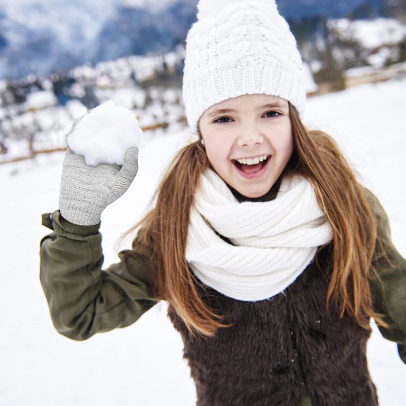 ONESING قفازات صوفية شتوية للأطفال من 3-24 زوج - قفازات بيضاء للأصابع للأولاد والبنات - Image 4
