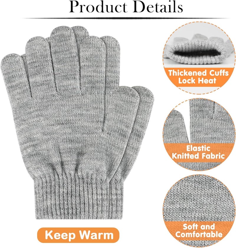 ONESING قفازات صوفية شتوية للأطفال من 3-24 زوج - قفازات بيضاء للأصابع للأولاد والبنات - Image 2