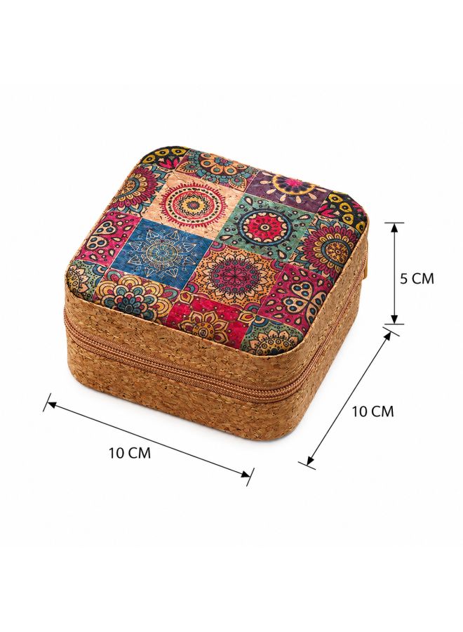 Portable Cork Jewelry Organizer Box Travel Case for Earrings Rings Necklace Storage with Zipper - Image 5