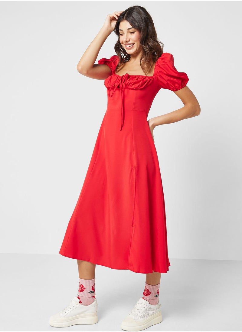 Ginger - Square Neck Tie Up Dress - Image 1