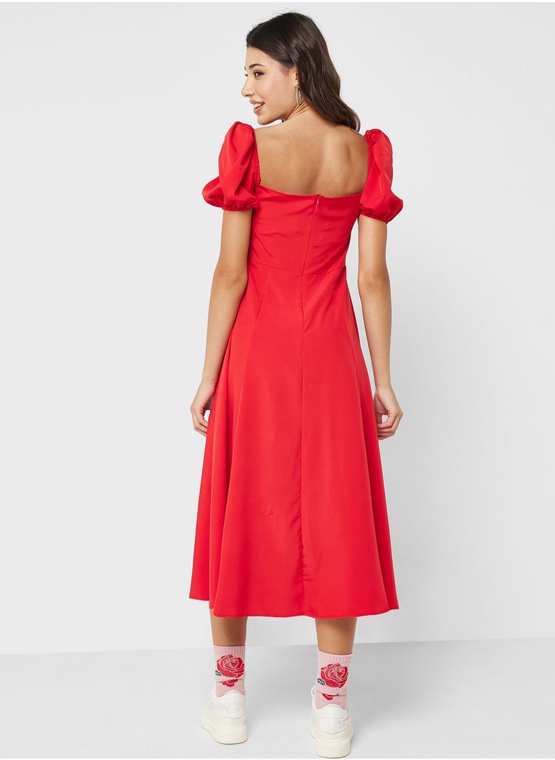 Ginger - Square Neck Tie Up Dress - Image 1