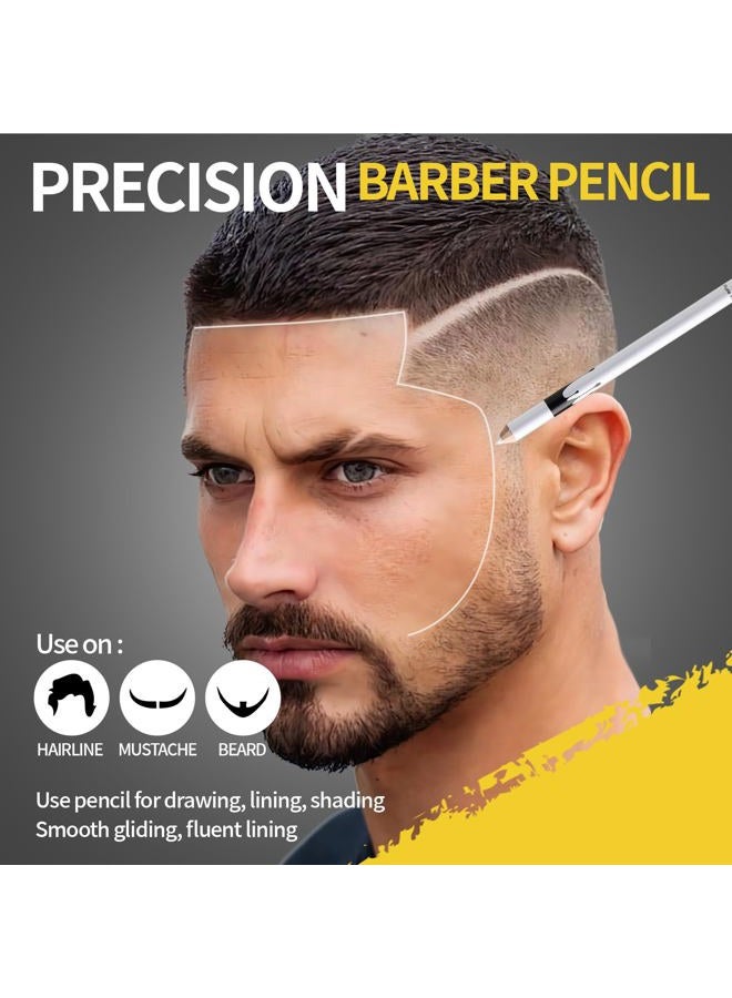 Noerrors 12Pcs Barber Pencil White Beige Skin Tone Magic Hairline Pencils Set Beard Guide Pen with Sharpener Barber Chalk for Lineup Edge Hair Design Shaping Trace Makeup Tool for Men - Image 2