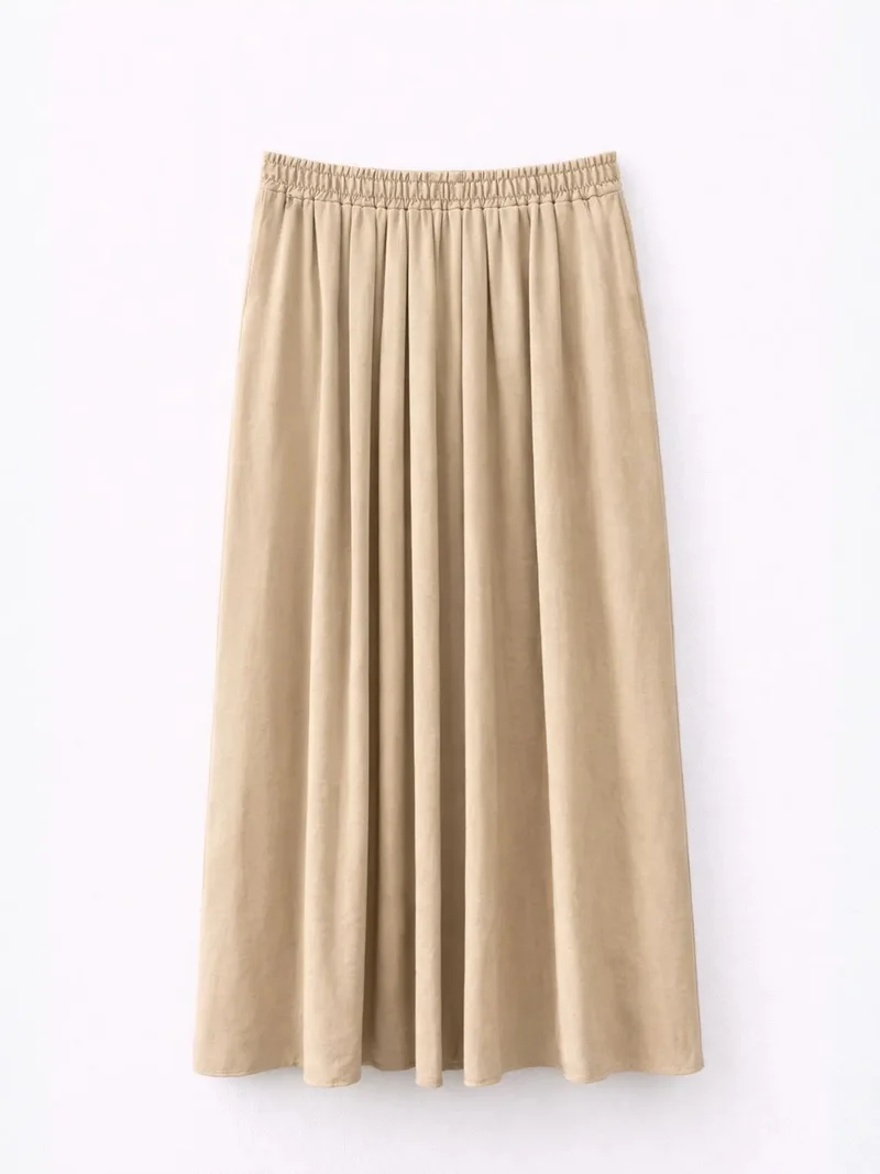 ميكسراي Mixray High Waist Maxi Skirt with Drawstring Waist