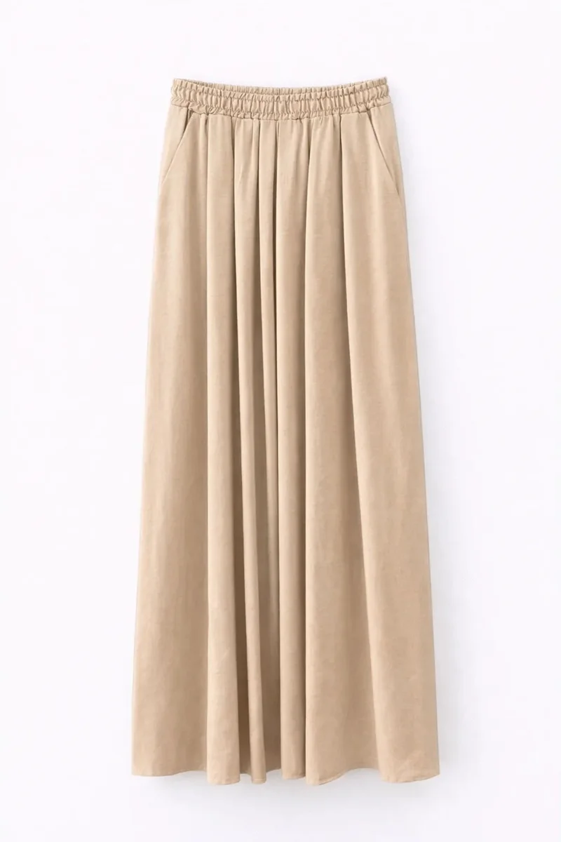 ميكسراي Mixray High Waist Maxi Skirt with Drawstring Waist