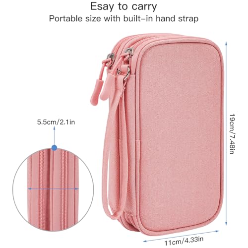 CAAORDKSO Electronic Cable Organizer Bag, Travel Electronic Accessories Carry Case Portable Waterproof Double Layers Storage Bag for Cable, Cord, Charger, Power Bank, Earphone (Light Pink, Medium) - Image 2