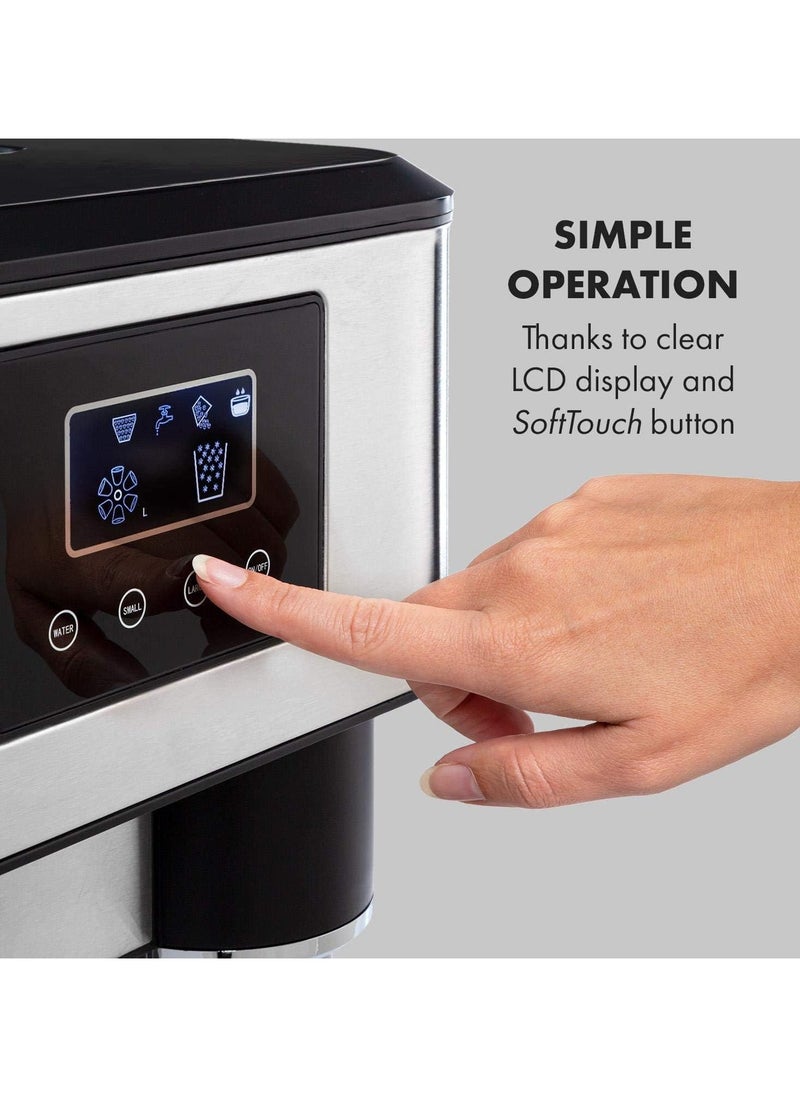 KLARSTEIN - Ice Maker, 3-in-1: Ice Cubes, Crushed Ice, Cold Water, 2 Ice Cube Sizes, 15-18kg/24h, LCD Display, 1.8L Tank - Image 1