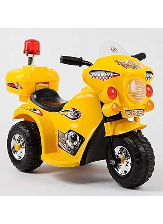 AL BADER Children's Electric Motorcycle, Can Ride on Tricycles for Boys and Girls, Small Size Motorcycle, Ride on bike, 6V Battery, Police Lights and Sounds, Suitable for 2-5 Years Old, (Yellow).  - Image 1